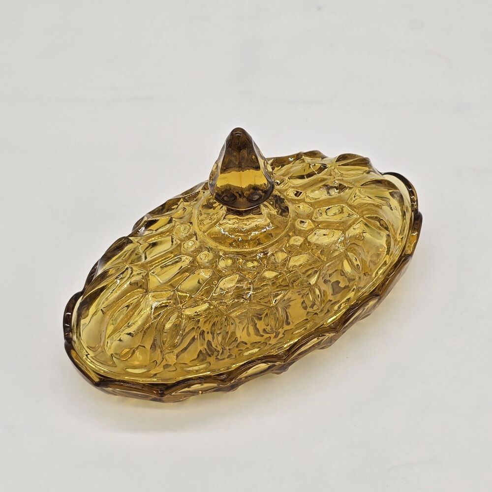 Vintage 1970s Anchor Hocking Fairfield Amber Glass 1/4 Pound Covered Butter Dish - Picture 4 of 4